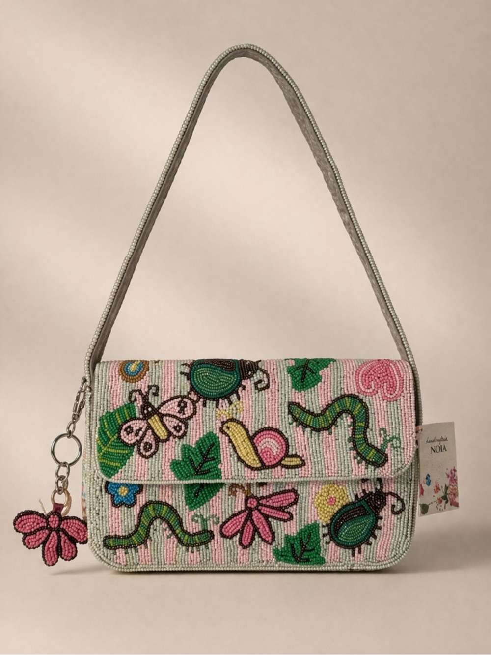 Caterpillar Beaded Shoulder Bag